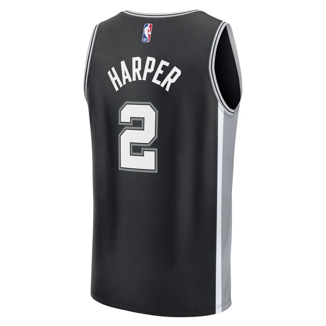 San Antonio Spurs Dylan Harper Fanatics 2025 NBA Draft First Round Pick Fast Break Replica Jersey - Icon Edition - Black Team Jersey Sports Fan Appare