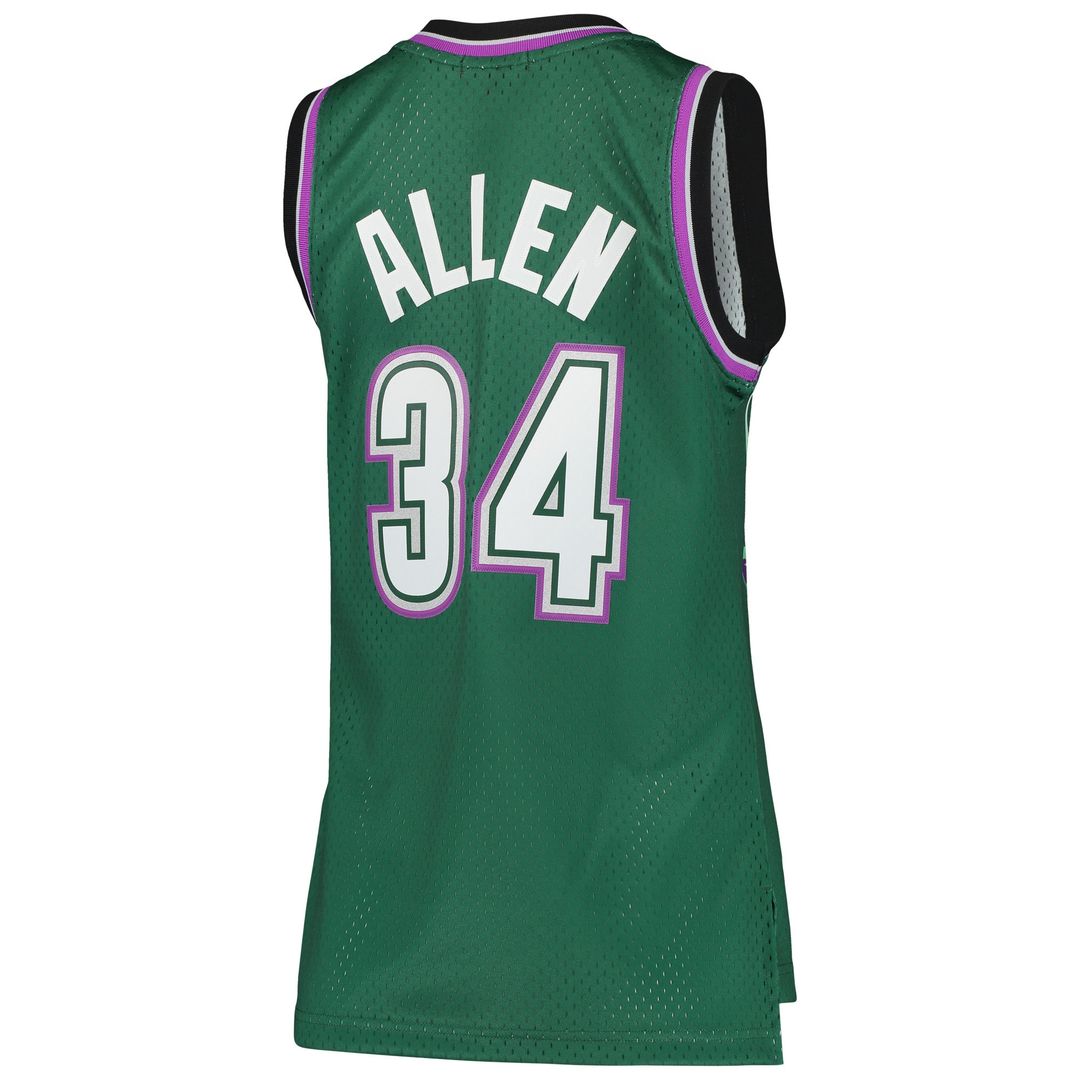 Milwaukee Bucks Ray Allen Mitchell & Ness Women's 1996/97 Hardwood Classics Swingman Jersey - Green Team Jersey Sports Fan Apparel