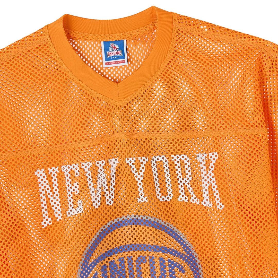 New York Knicks OVO x NBA Mesh Football Fashion Jersey - Orange Team Jersey Sports Fan Apparel