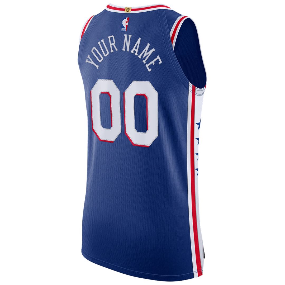 Philadelphia 76ers Nike Custom Authentic Jersey - Icon Edition - Royal Team Jersey Sports Fan Apparel