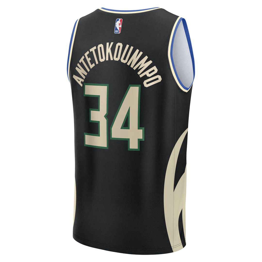 Milwaukee Bucks Giannis Antetokounmpo Fanatics Fast Break Replica Player Jersey - Statement Edition - Black Team Jersey Sports Fan Apparel
