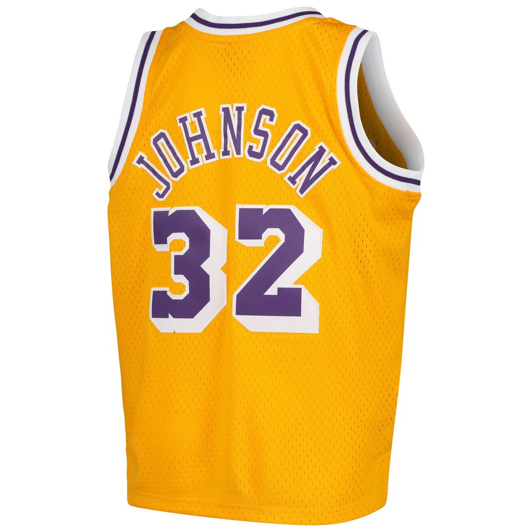 Los Angeles Lakers Magic Johnson Mitchell & Ness Youth 1984 - 85 Hardwood Classics Swingman Throwback Jersey - Purple Team Jersey Sports Fan Apparel