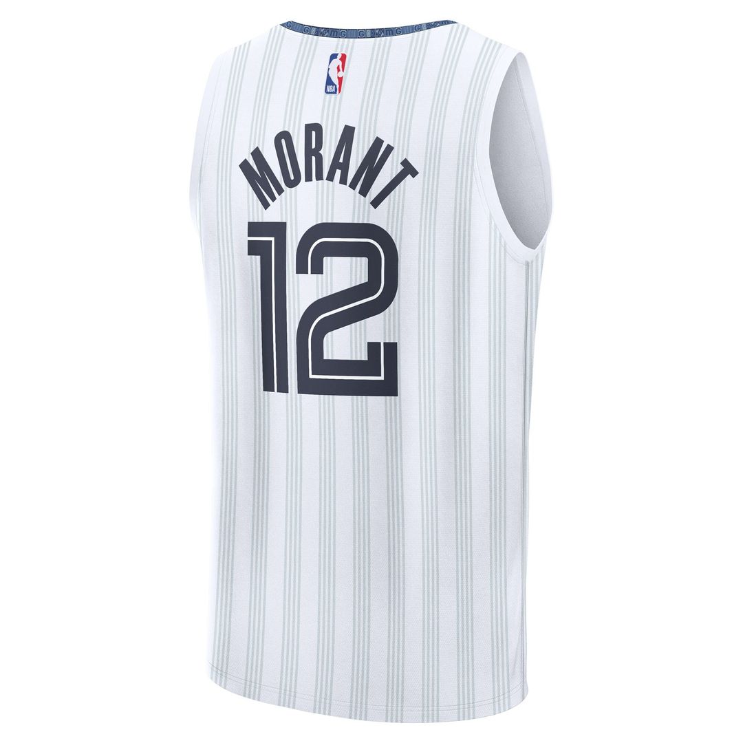 Memphis Grizzlies Ja Morant Fanatics Youth 2025/26 City Edition Fast Break Jersey - White Team Jersey Sports Fan Apparel
