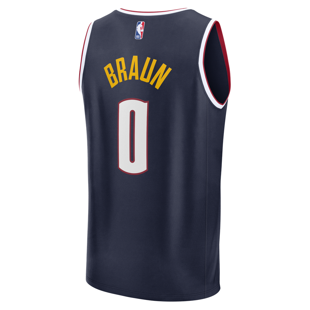 Denver Nuggets Christian Braun Fanatics Fast Break Replica Jersey - Icon Edition - Navy Team Jersey Sports Fan Apparel