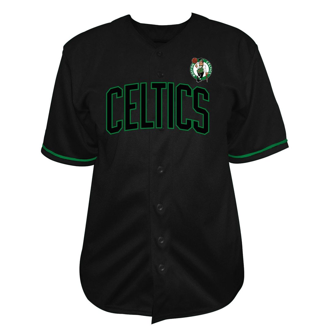 Boston Celtics Fanatics Big & Tall Pop Full - Button Baseball Jersey - Black Team Jersey Sports Fan Apparel