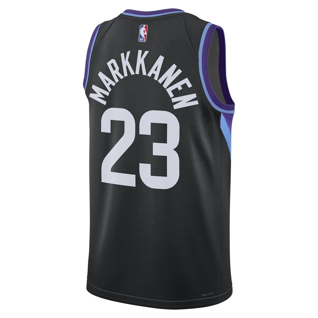 Utah Jazz Lauri Markkanen Jordan Brand Unisex 2024/25 Swingman Jersey - Statement Edition - Black Team Jersey Sports Fan Apparel
