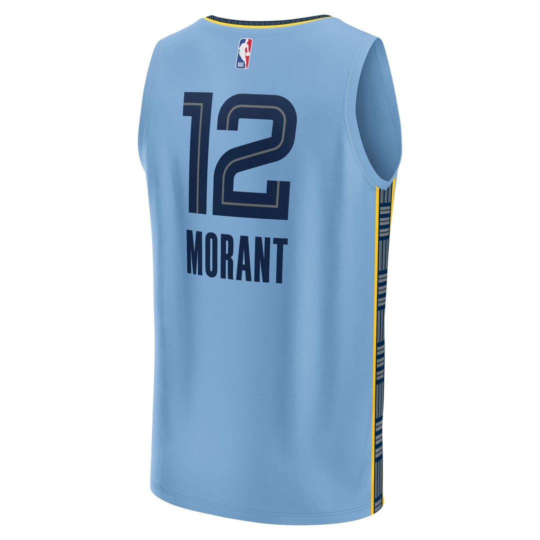 Memphis Grizzlies Ja Morant Fanatics Fast Break Replica Player Jersey - Statement Edition - Light Blue Team Jersey Sports Fan Apparel