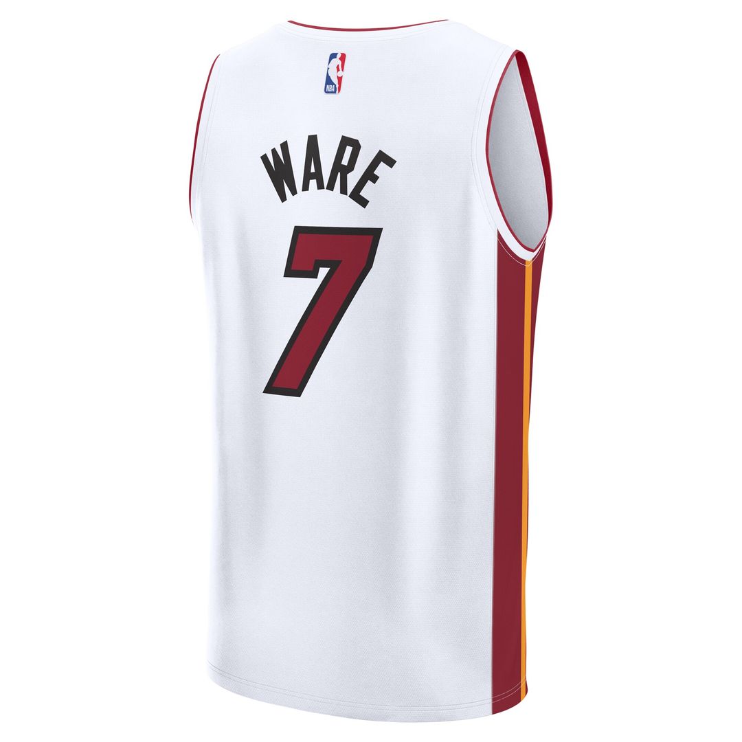 Miami Heat Kel'el Ware Fanatics Youth Fast Break Replica Player Jersey - Association - White Edition Team Jersey Sports Fan Apparel