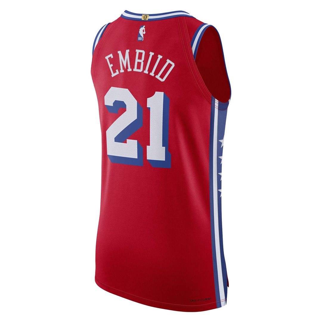 Philadelphia 76ers Joel Embiid Jordan Brand Authentic Player Jersey - Statement Edition - Red Team Jersey Sports Fan Apparel