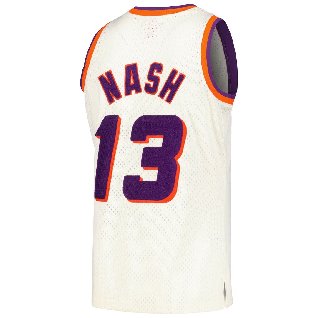 Phoenix Suns Steve Nash Mitchell & Ness Chainstitch Swingman Jersey - Cream Team Jersey Sports Fan Apparel