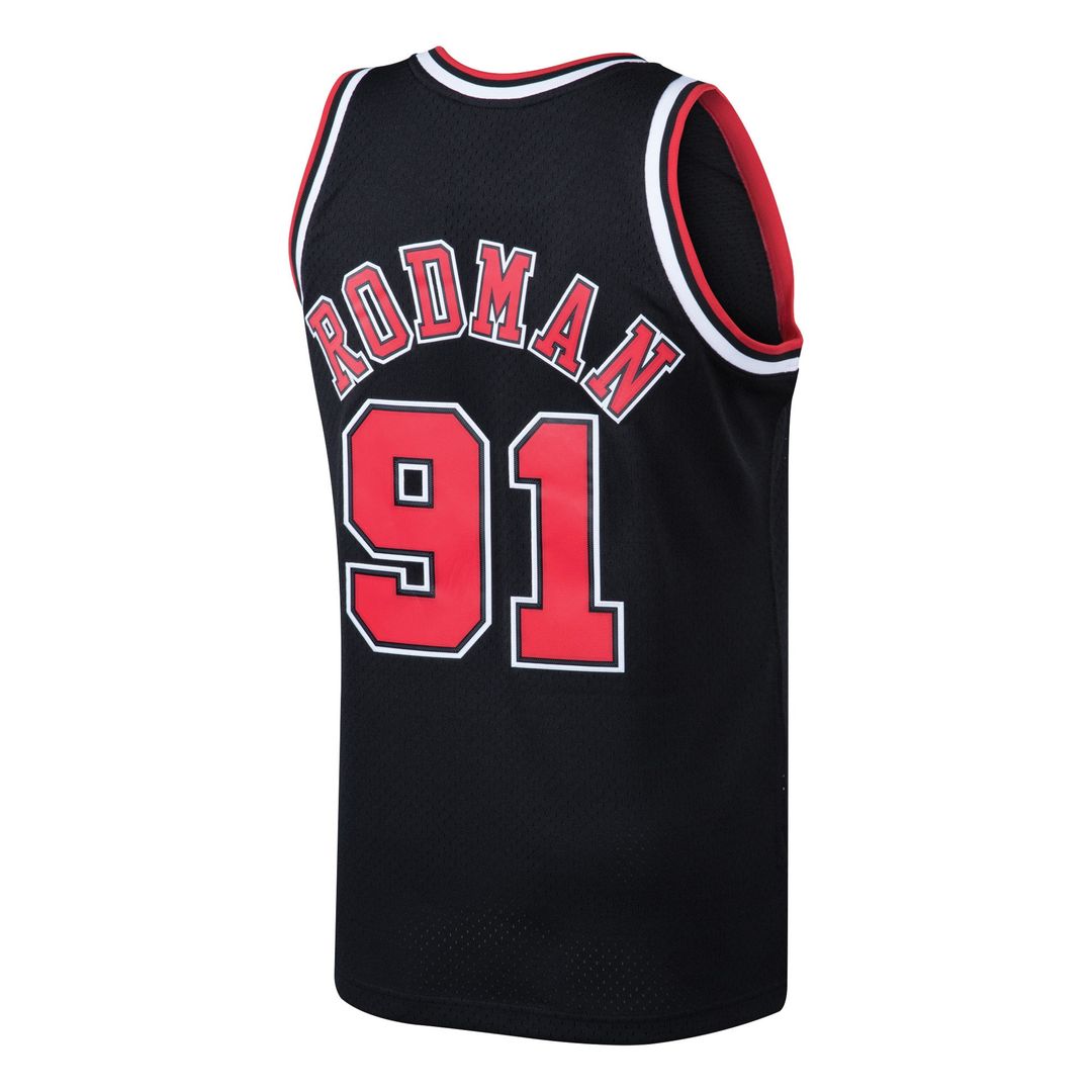 Chicago Bulls Dennis Rodman Mitchell & Ness 1997/98 Hardwood Classics Swingman Jersey - Black Team Jersey Sports Fan Apparel
