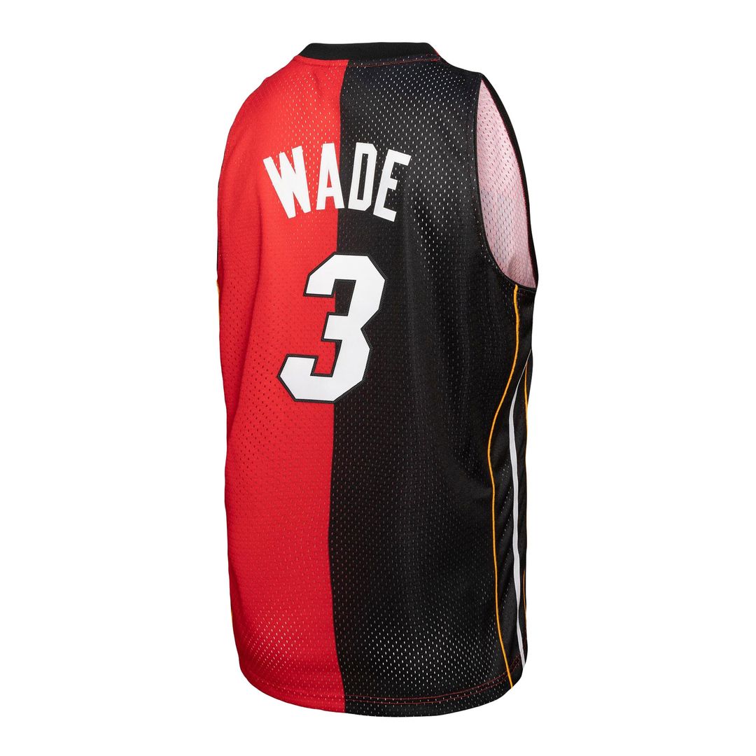 Miami Heat Dwyane Wade Mitchell & Ness Big & Tall Hardwood Classics 2005/06 Split Swingman Jersey - Black/Red Team Jersey Sports Fan Apparel
