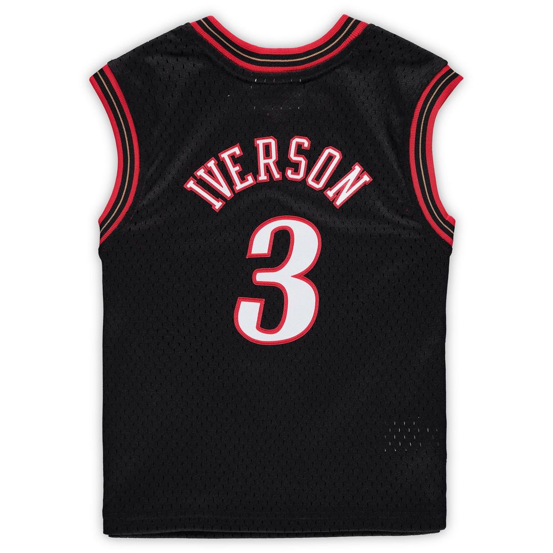 Philadelphia 76ers Allen Iverson Mitchell & Ness Preschool 2000 - 2001 Hardwood Classics Throwback Team Jersey - Black Team Jersey Sports Fan Apparel