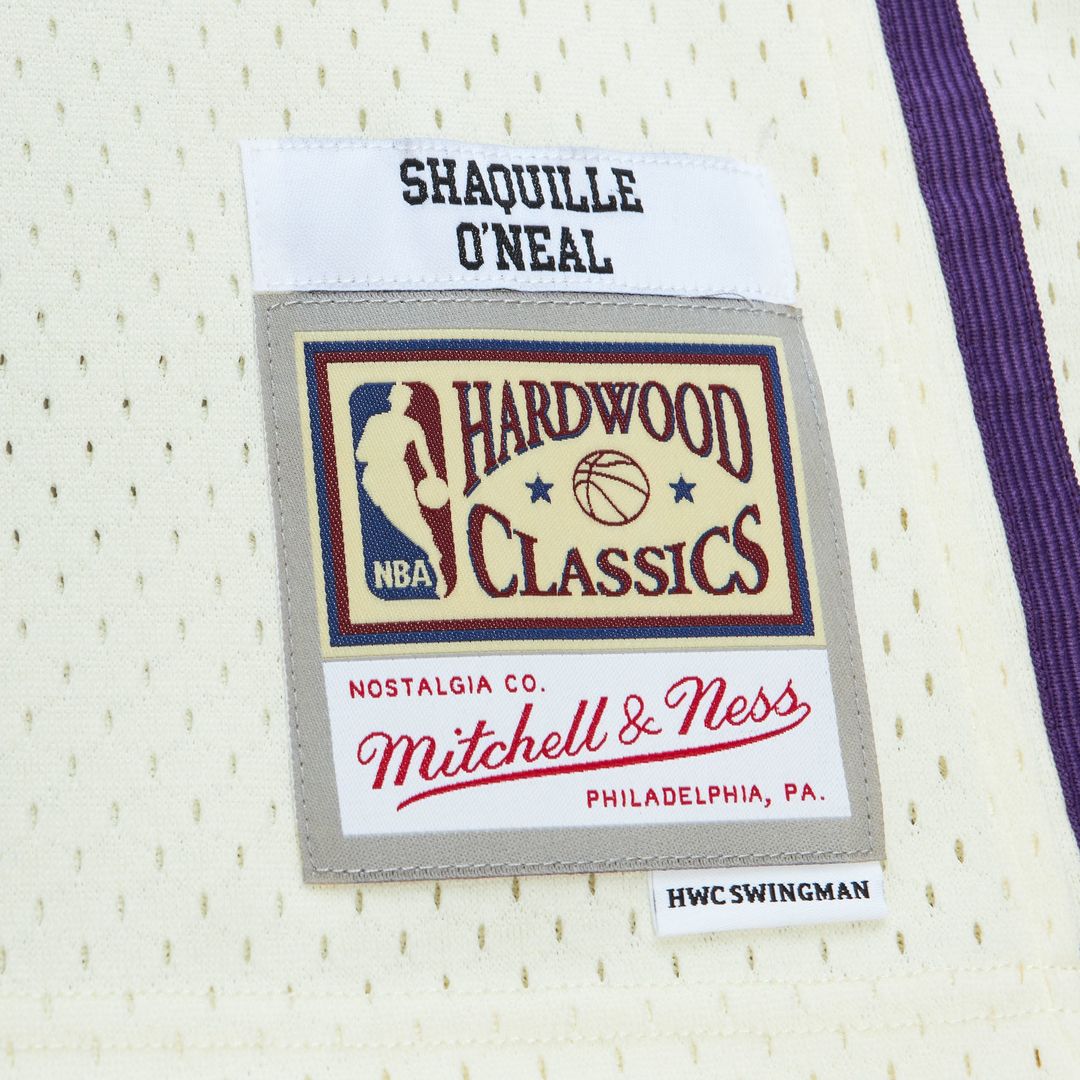 Los Angeles Lakers Shaquille O'Neal Mitchell & Ness Chainstitch Swingman Jersey - Cream Team Jersey Sports Fan Apparel