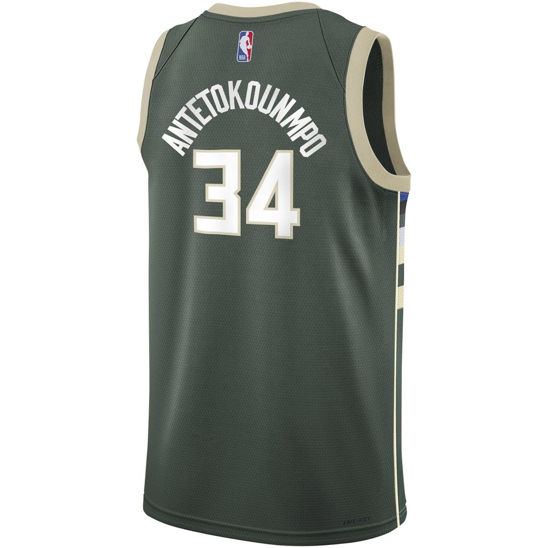 Milwaukee Bucks Giannis Antetokounmpo Nike Youth Swingman Jersey - Icon Edition - Hunter Green Team Jersey Sports Fan Apparel