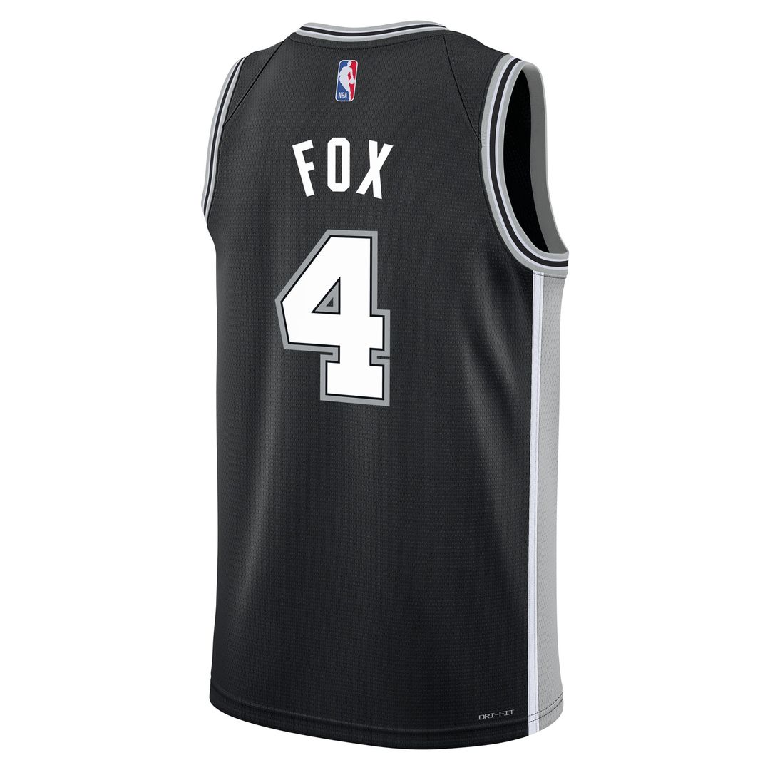 San Antonio Spurs De'Aaron Fox Nike Youth Swingman Jersey - Icon Edition - Black Team Jersey Sports Fan Apparel