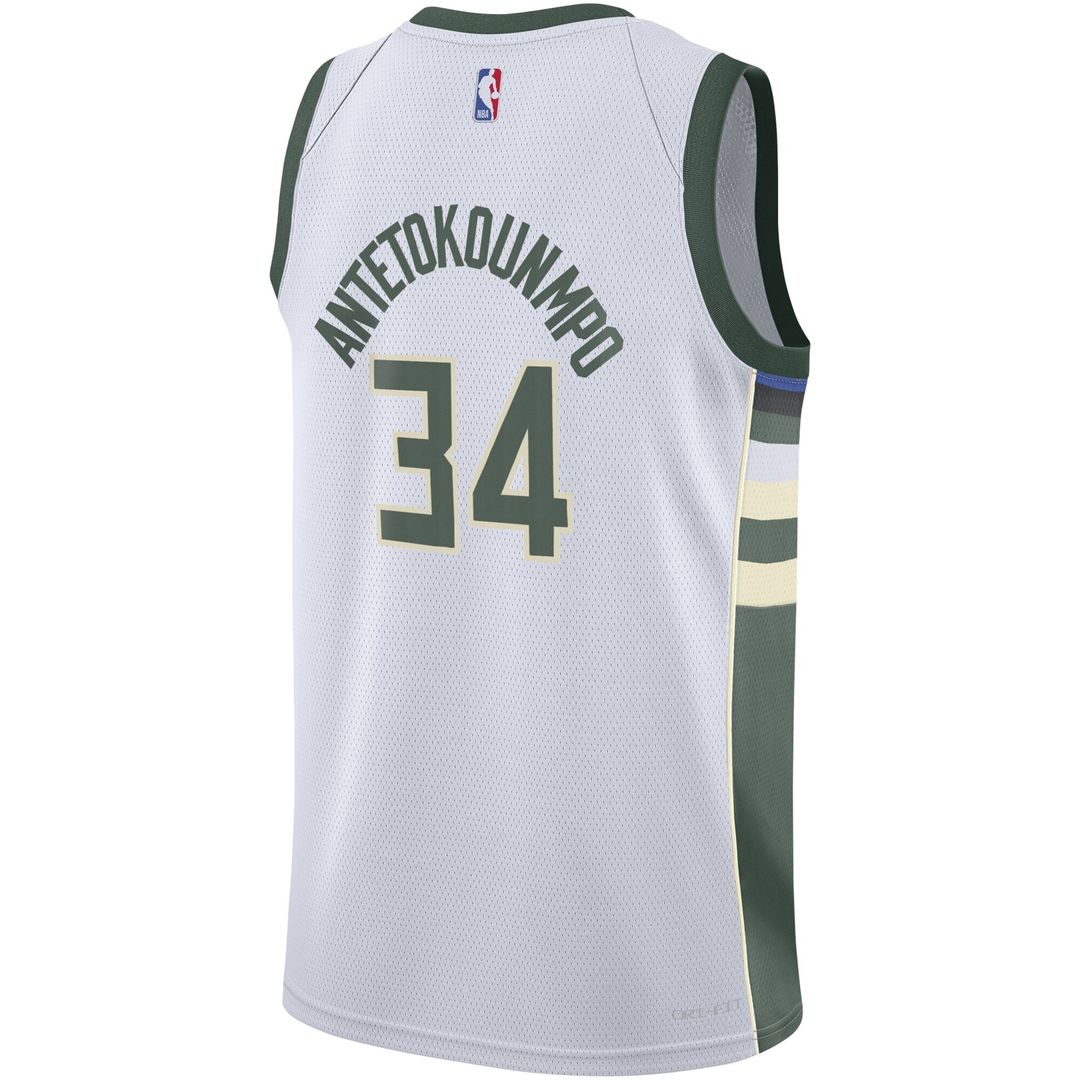 Milwaukee Bucks Giannis Antetokounmpo Nike Youth Swingman Jersey - Association Edition - White Team Jersey Sports Fan Apparel