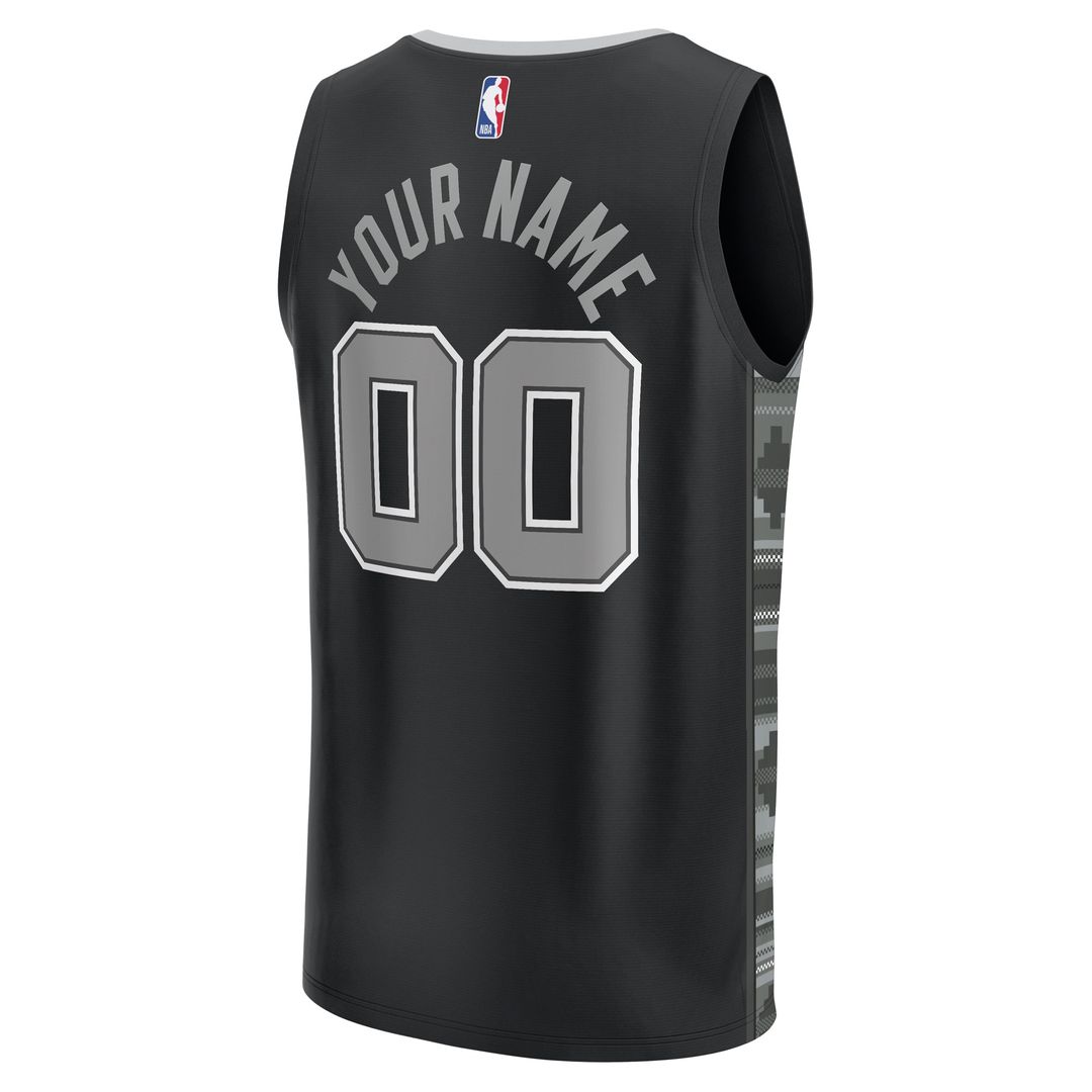 San Antonio Spurs Fanatics Youth Fast Break Replica Custom Jersey - Statement Edition - Black Team Jersey Sports Fan Apparel