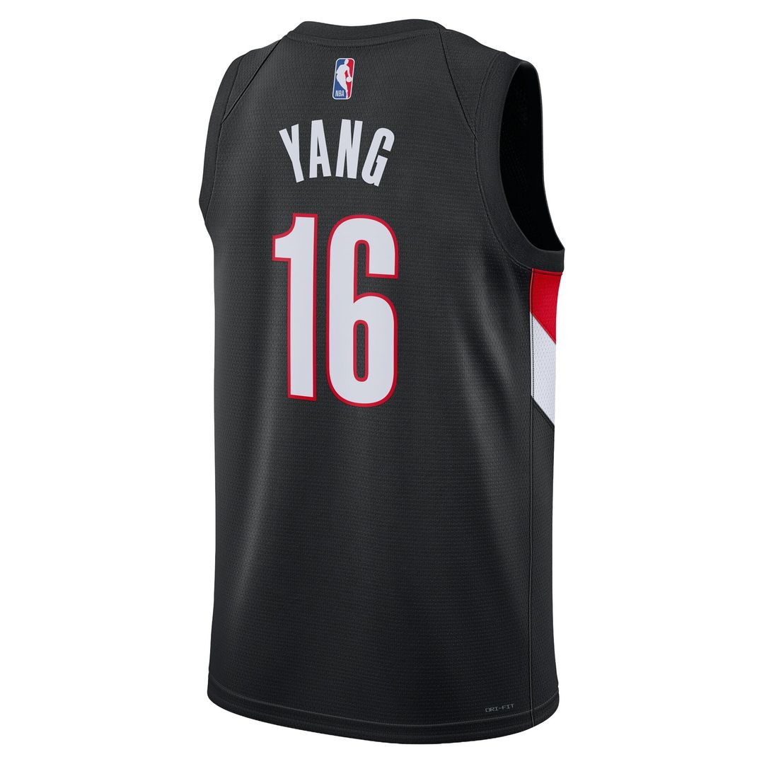 Portland Trail Blazers Yang Hansen Nike Unisex Swingman Jersey - Icon Edition - Black Team Jersey Sports Fan Apparel
