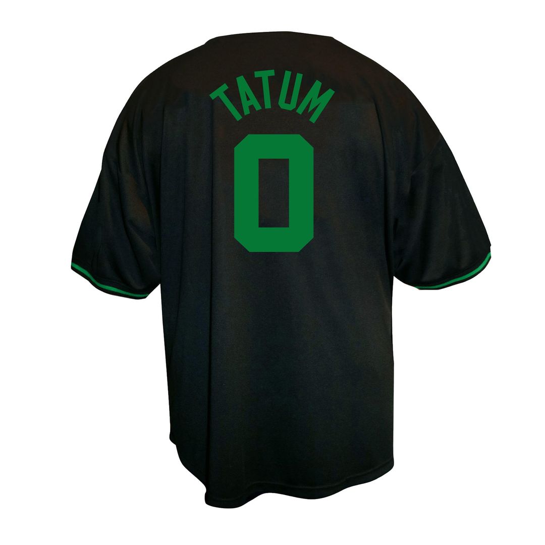 Boston Celtics Jayson Tatum Profile Big & Tall Name & Number Button - Up Jersey - Black Team Jersey Sports Fan Apparel