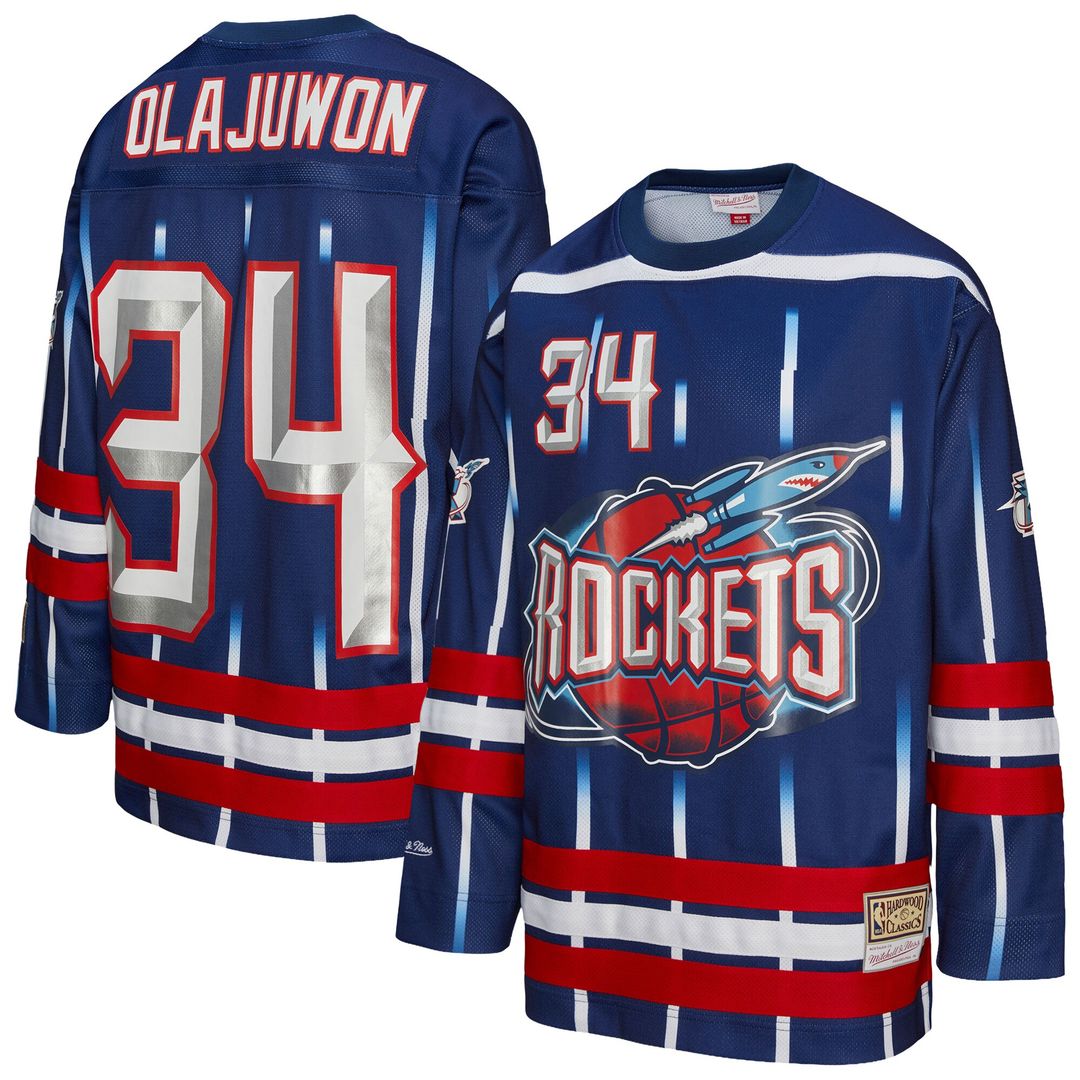 Houston Rockets Hakeem Olajuwon Mitchell & Ness Unisex Maxxed Out Fashion Hockey Jersey - Navy Team Jersey Sports Fan Apparel