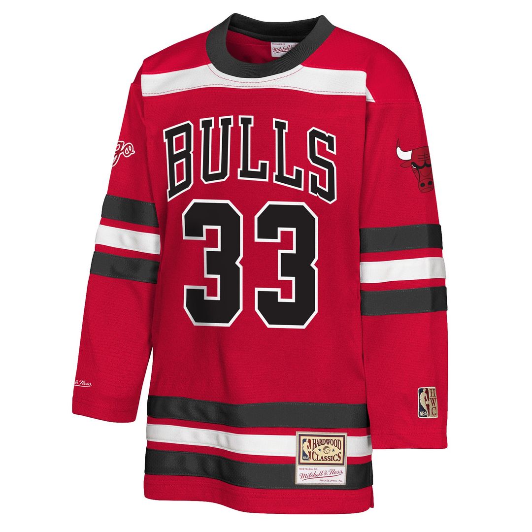 Chicago Bulls Scottie Pippen Mitchell & Ness Youth Maxxed Out 2.0 Fashion Hockey Jersey - Red Team Jersey Sports Fan Apparel