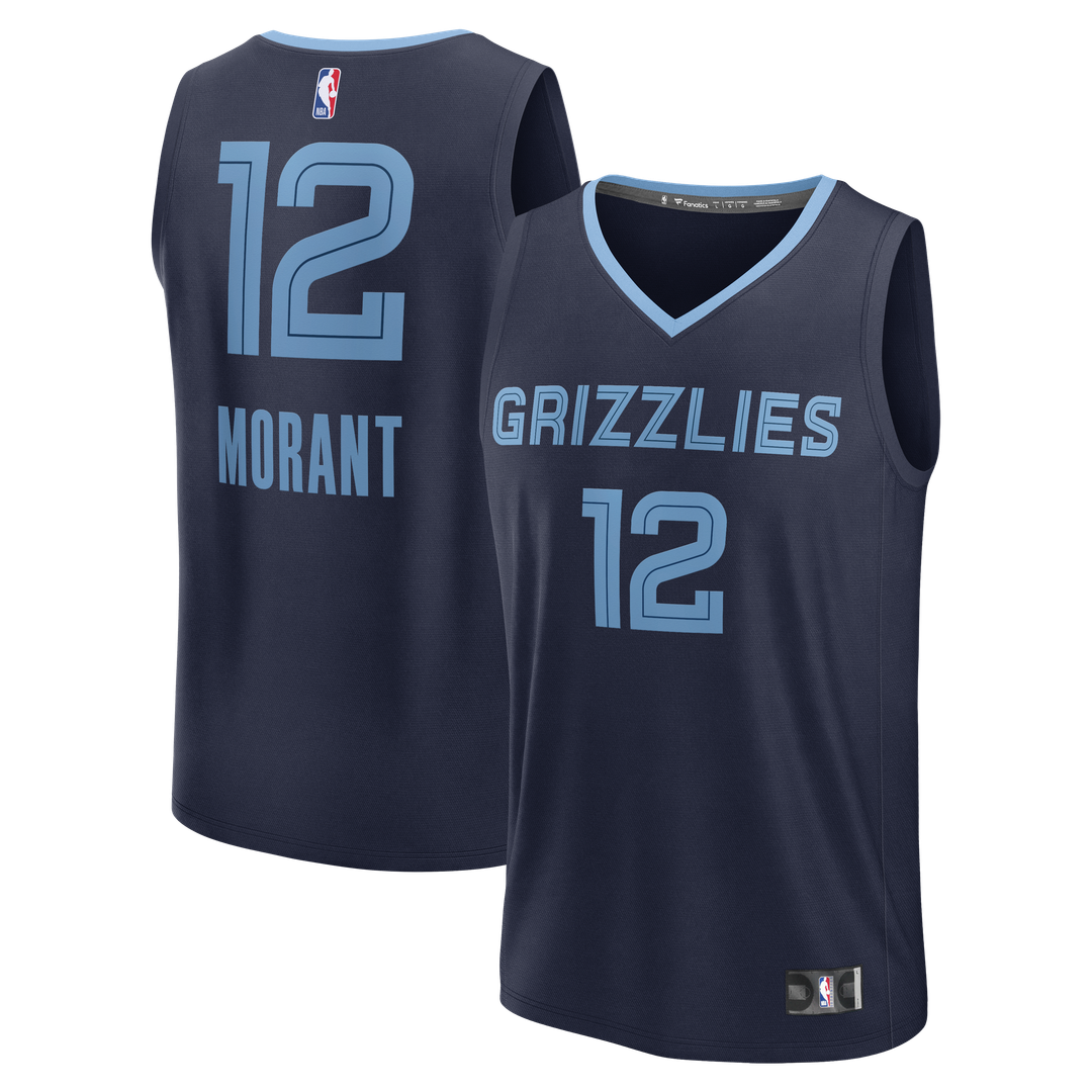 Memphis Grizzlies Ja Morant Fanatics Youth Fast Break Replica Player Jersey - Icon Edition - Navy Team Jersey Sports Fan Apparel
