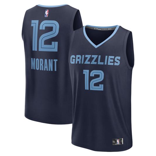 Memphis Grizzlies Ja Morant Fanatics Youth Fast Break Replica Player Jersey - Icon Edition - Navy Team Jersey Sports Fan Apparel