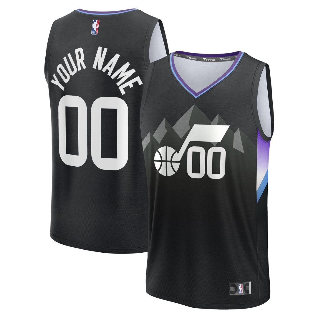Utah Jazz Fanatics Fast Break Custom Jersey - Statement Edition - Black Team Jersey Sports Fan Apparel
