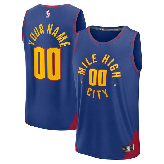 Denver Nuggets Fanatics Fast Break Custom Jersey - Statement Edition - Blue Team Jersey Sports Fan Apparel
