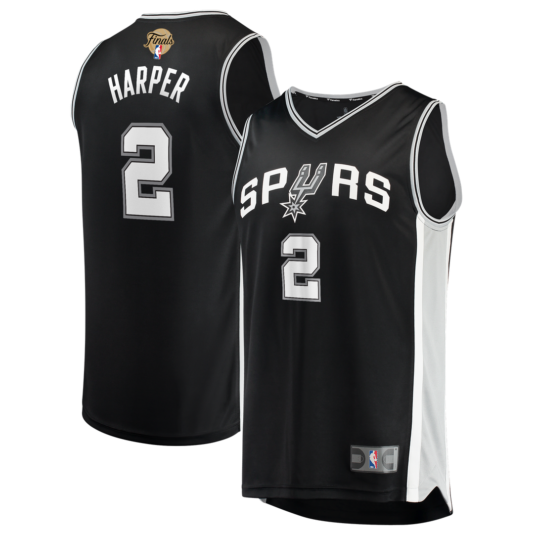 San Antonio Spurs Dylan Harper Fanatics 2026 NBA Finals Patch Fast Break Jersey - Icon Edition - Black Team Jersey Sports Fan Apparel