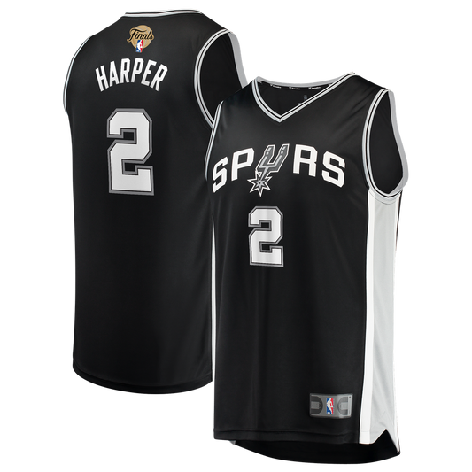 San Antonio Spurs Dylan Harper Fanatics 2026 NBA Finals Patch Fast Break Jersey - Icon Edition - Black Team Jersey Sports Fan Apparel