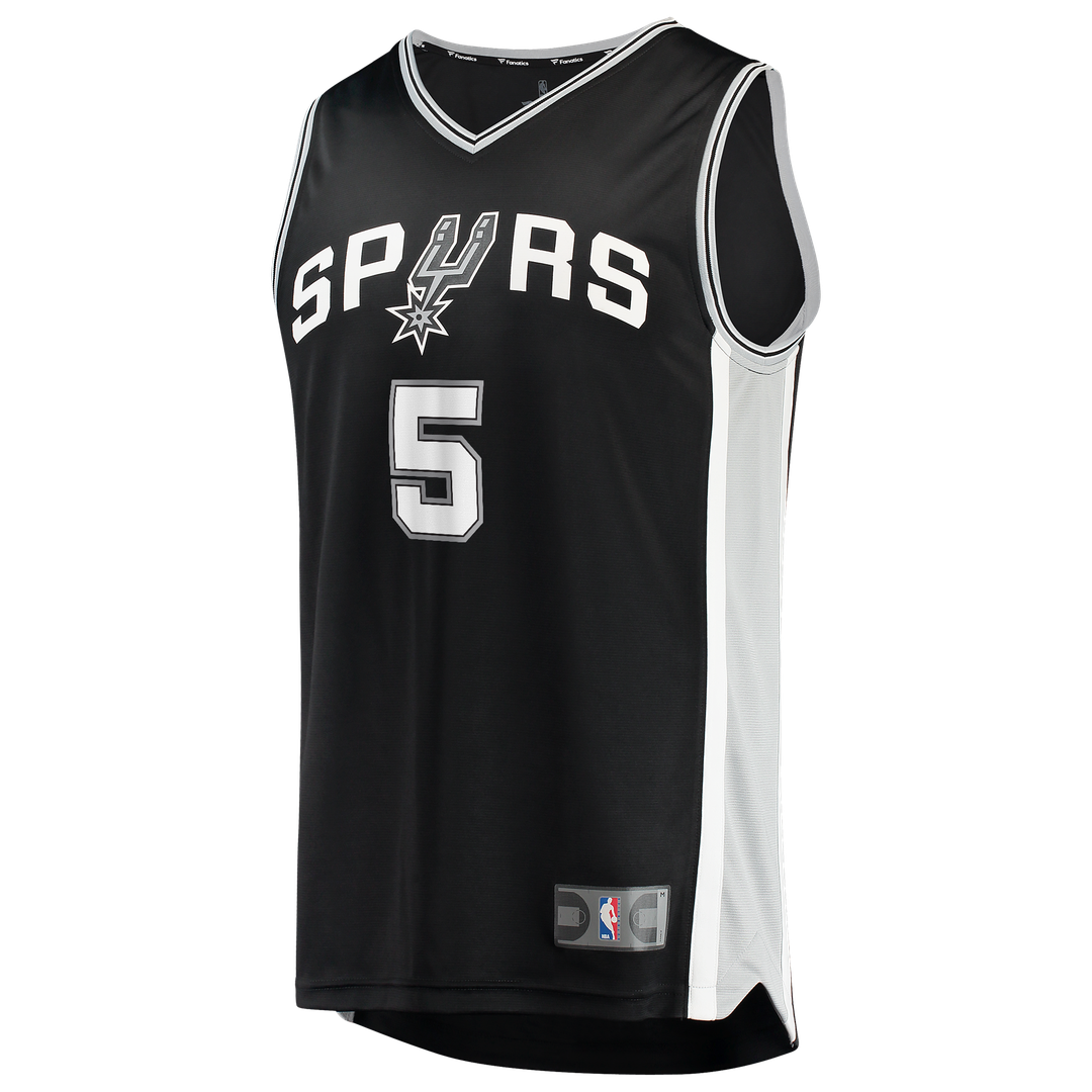 San Antonio Spurs Stephon Castle Fanatics 2026 NBA Finals Patch Fast Break Jersey - Icon Edition - Black Team Jersey Sports Fan Apparel