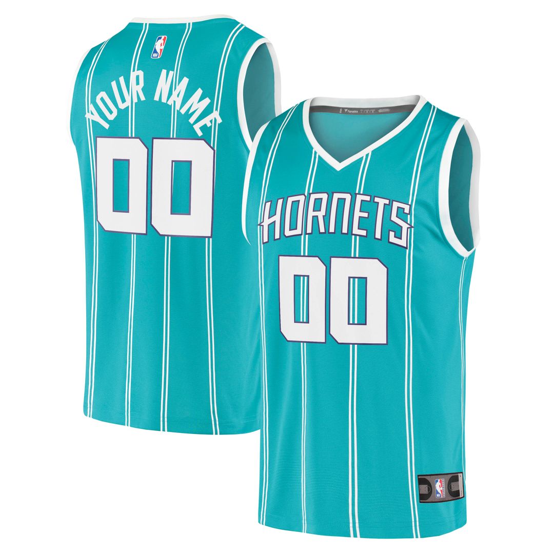 Charlotte Hornets Fanatics Fast Break Replica Custom Jersey - Icon Edition - Teal Team Jersey Sports Fan Apparel