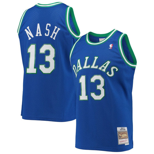 Dallas Mavericks Steve Nash Mitchell & Ness 1998/99 Hardwood Classics Swingman Jersey - Blue Team Jersey Sports Fan Apparel