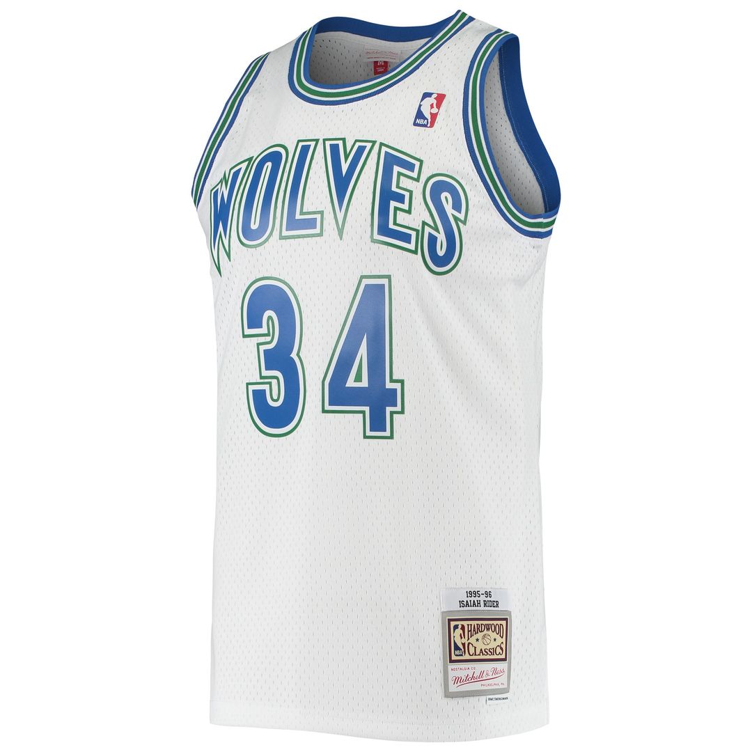 Minnesota Timberwolves Isaiah Rider Mitchell & Ness 1995/96 Hardwood Classics Swingman Jersey - White Team Jersey Sports Fan Apparel