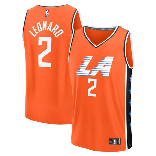 LA Clippers Kawhi Leonard Fanatics Youth 2025/26 City Edition Fast Break Jersey - Orange Team Jersey Sports Fan Apparel