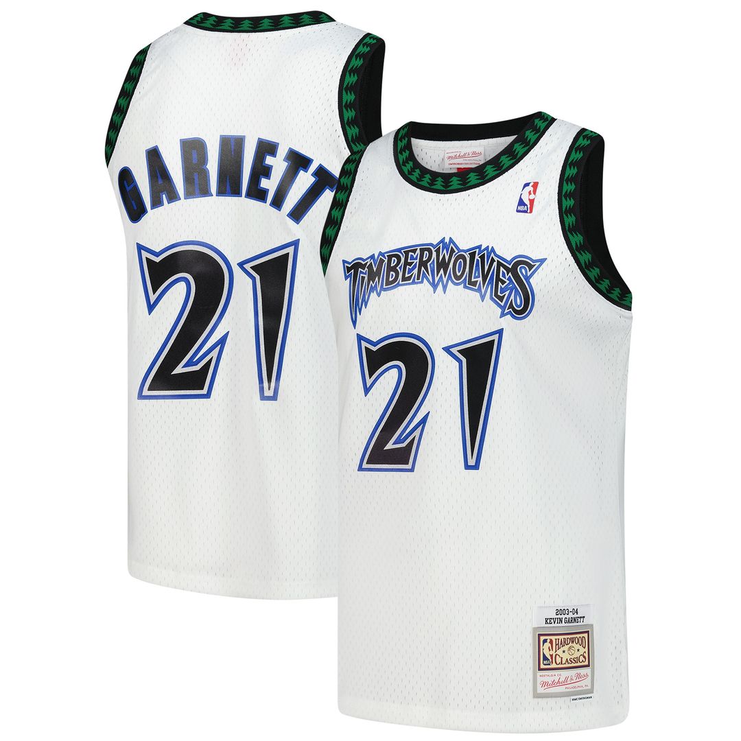 Minnesota Timberwolves Kevin Garnett Mitchell & Ness Hardwood Classics Swingman Jersey - White Team Jersey Sports Fan Apparel