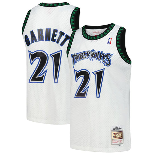 Minnesota Timberwolves Kevin Garnett Mitchell & Ness Hardwood Classics Swingman Jersey - White Team Jersey Sports Fan Apparel