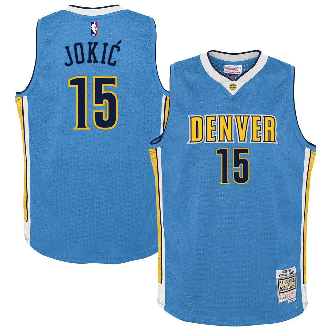 Denver Nuggets Nikola Jokic Mitchell & Ness Youth 2016/17 Hardwood Classics Swingman Jersey - Light Blue Team Jersey Sports Fan Apparel