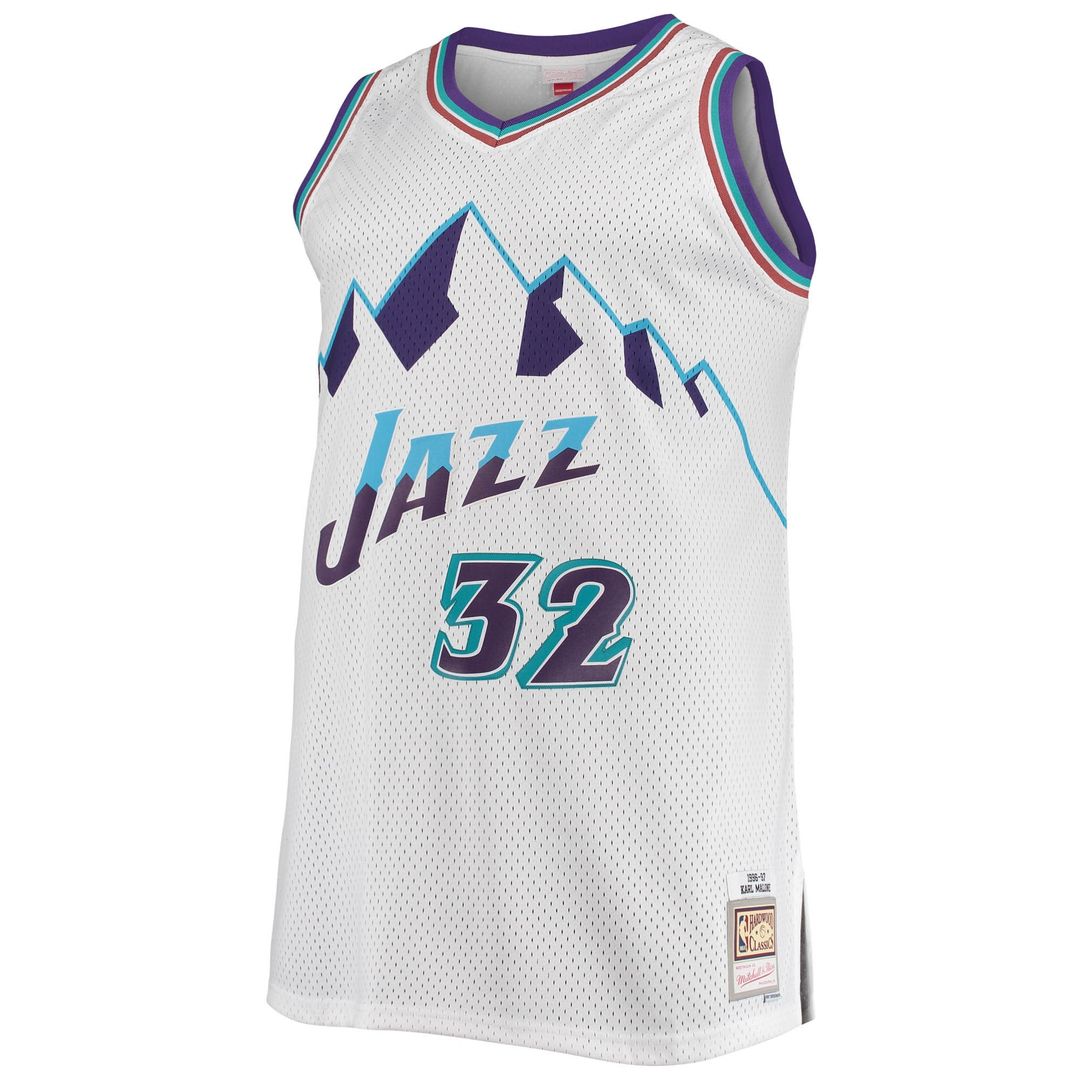 Utah Jazz Karl Malone Mitchell & Ness 1996/97 Big & Tall Hardwood Classics Swingman Jersey - White Team Jersey Sports Fan Apparel