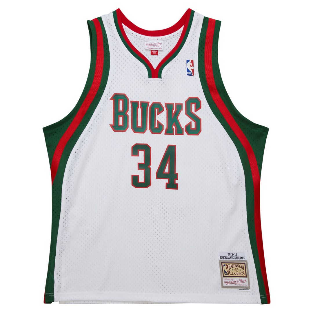 Milwaukee Bucks Giannis Antetokounmpo Mitchell & Ness 2013/14 Hardwood Classics Swingman Jersey - Hunter Green Team Jersey Sports Fan Apparel