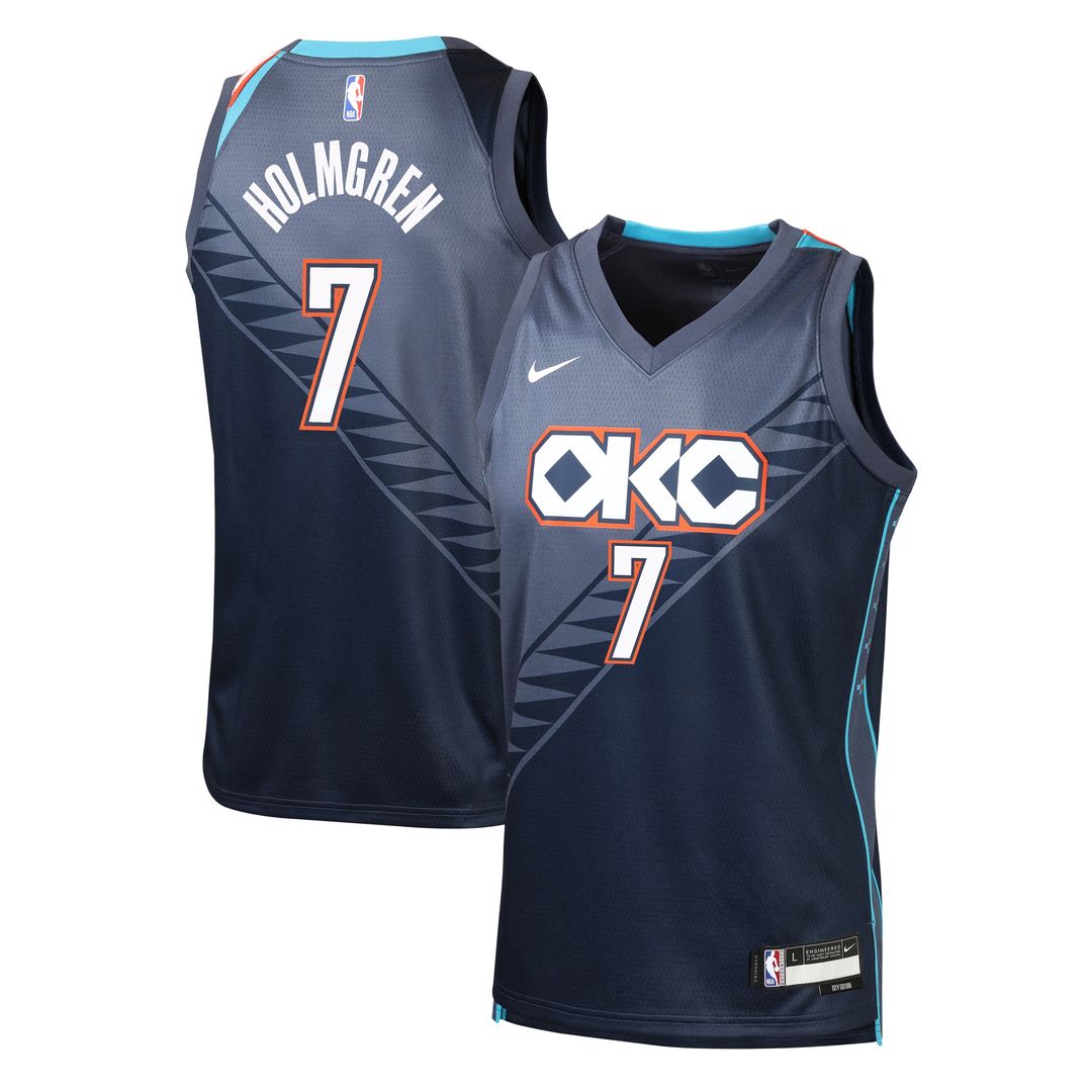 Oklahoma City Thunder Chet Holmgren Nike Youth 2025/26 City Edition Swingman Jersey - Navy Team Jersey Sports Fan Apparel