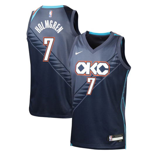 Oklahoma City Thunder Chet Holmgren Nike Youth 2025/26 City Edition Swingman Jersey - Navy Team Jersey Sports Fan Apparel