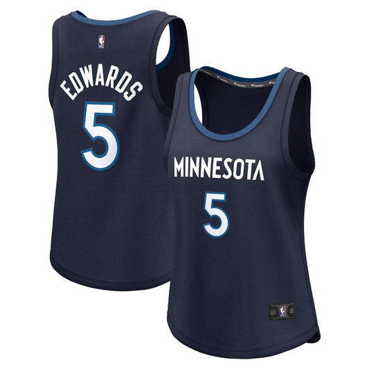 Minnesota Timberwolves Anthony Edwards Fanatics Women's Fast Break Player Jersey - Icon Edition - Navy Team Jersey Sports Fan Apparel