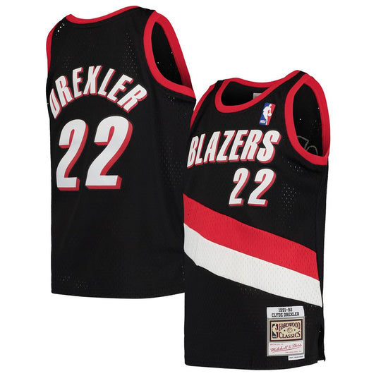 Portland Trail Blazers Clyde Drexler Mitchell & Ness Youth 1991/92 Hardwood Classics Swingman Jersey - Black Team Jersey Sports Fan Apparel