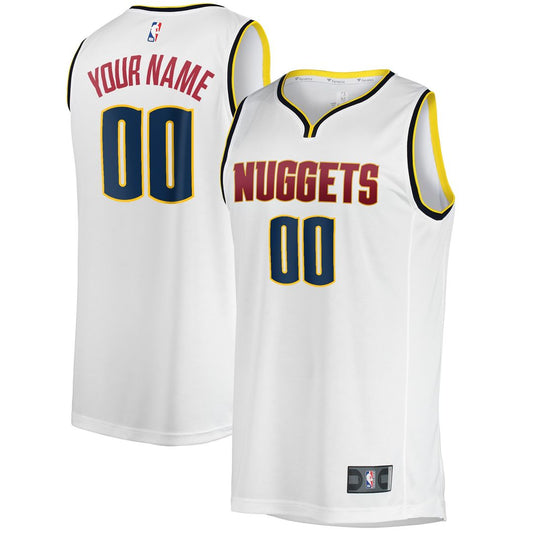 Denver Nuggets Fanatics Fast Break Custom Replica Jersey - Association Edition - White Team Jersey Sports Fan Apparel