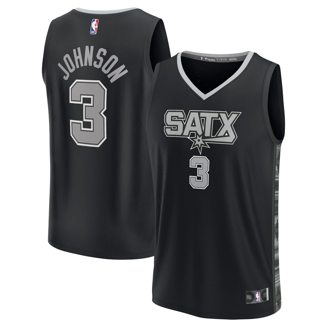 San Antonio Spurs Keldon Johnson Fanatics Fast Break Replica Player Jersey - Statement Edition - Black Team Jersey Sports Fan Apparel
