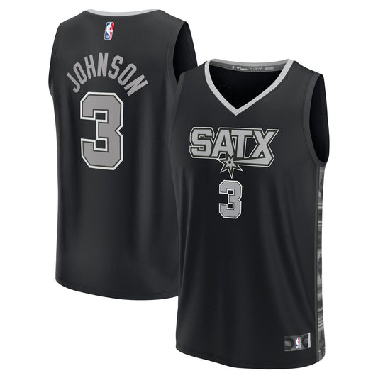 San Antonio Spurs Keldon Johnson Fanatics Fast Break Replica Player Jersey - Statement Edition - Black Team Jersey Sports Fan Apparel