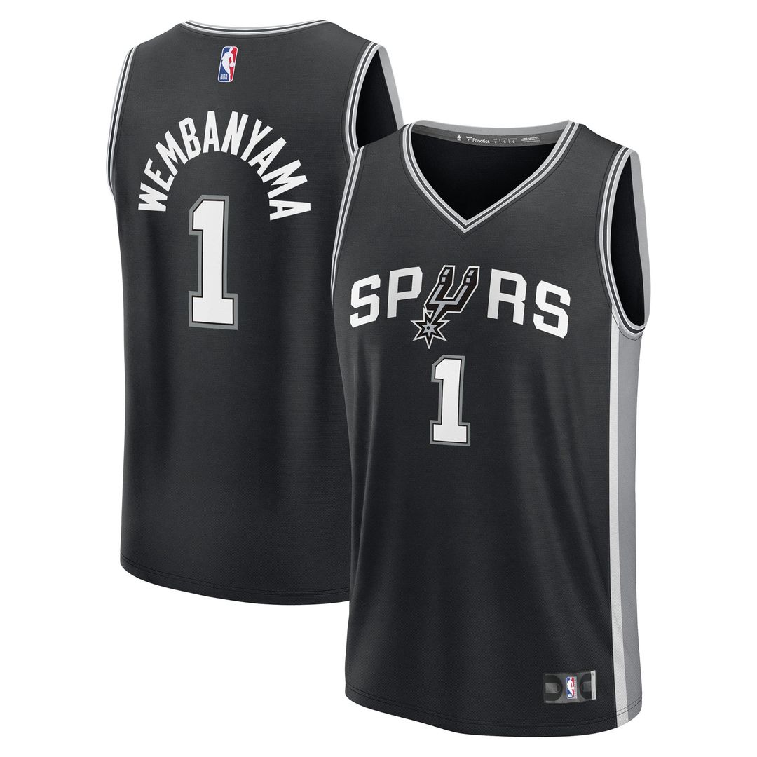 San Antonio Spurs Victor Wembanyama Fanatics Fast Break Replica Player Jersey - Icon Edition - Black Team Jersey Sports Fan Apparel